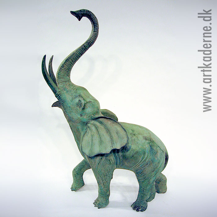 Stor elefant i irgrøn bronze 70 cm - UDSOLGT! - klik og se flere detaljer på denne vare