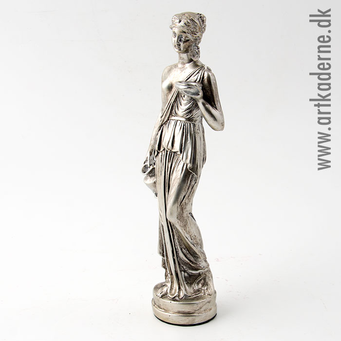 Græsk statuette af kvinde, Antik sølv - klik og se flere detaljer på denne vare