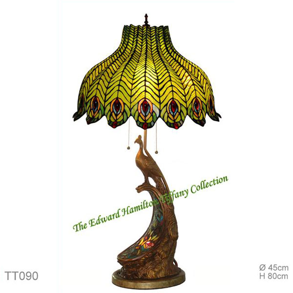 Tiffany Påfugle bordlampe 090 - UDSOLGT - klik og se flere detaljer på denne vare
