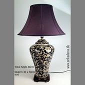 Kina lampe, sort m. deko - klik og se flere detaljer på denne vare
