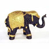 Thai elefant - sort/guld 20 cm - klik og se flere detaljer på denne vare