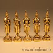 Buddha figursæt i messing, 5 stk. - klik og se flere detaljer på denne vare